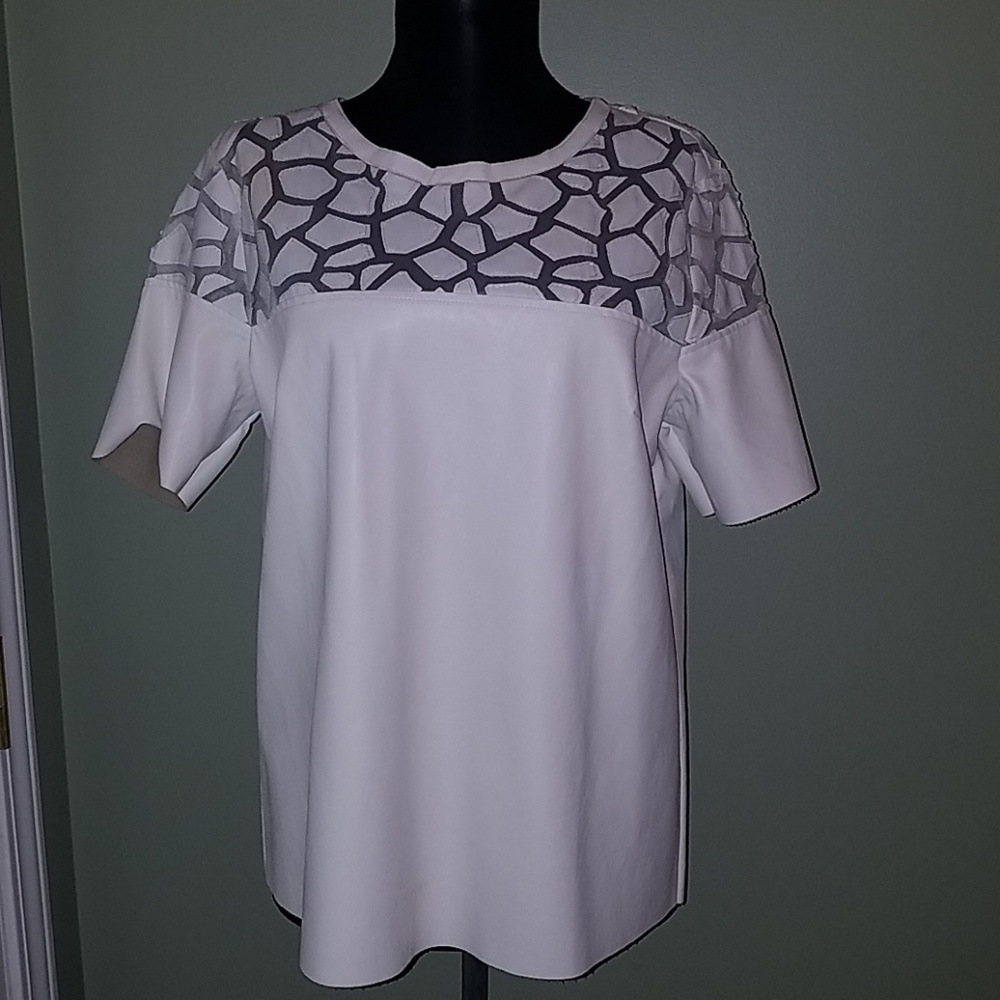 New with tags, Gracia Leather-like Top, size L